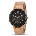 Premium Hmt Cronograph Rose gold watch with black ring for Men's