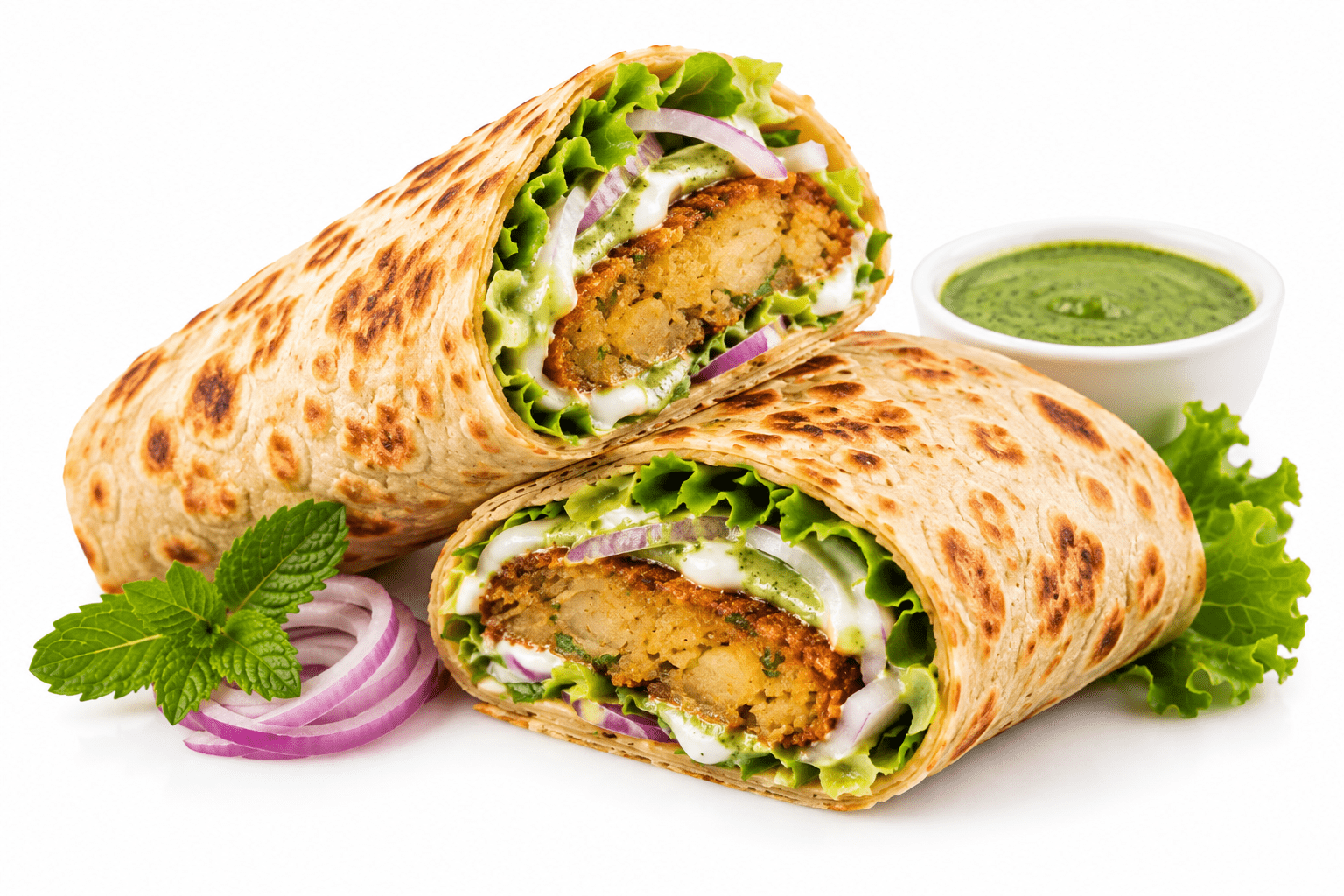 ChatGPT Image Sep 18, 2026, 09_31_46 PM Veggie Wrap (Aloo Tikki, Mint, Onion Mayonise) - Image 1