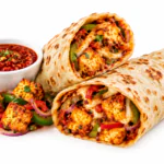 Schezwan Panner Tikka Wrap (Marinated Cottage, Cheese Served with Scehzwan Sauce & Wrap with Roomali)