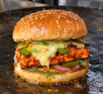 Tandoori paneer cheese burger tawa
