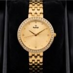 HMT Classic Gold-Tone Women's Analog Watch with Crystal Bezel