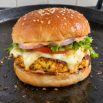 Paneer cheese burger tawa
