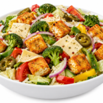 Crunchy Paneer Salad (Crunchy Paneer, Broccoli, Cheese Slice IceBerg Cucumber, Tomato, Onion, Jalapeno Mix Capsicum)