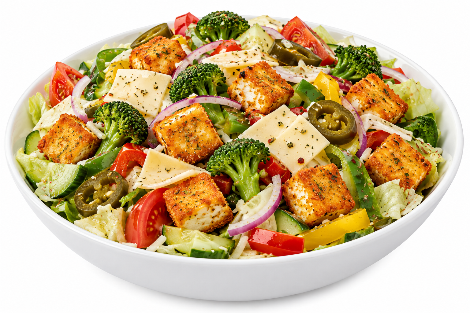 file_000000008cf48211acce29eace2e677d Crunchy Paneer Salad (Crunchy Paneer, Broccoli, Cheese Slice IceBerg Cucumber, Tomato, Onion, Jalapeno Mix Capsicum) - Image 1