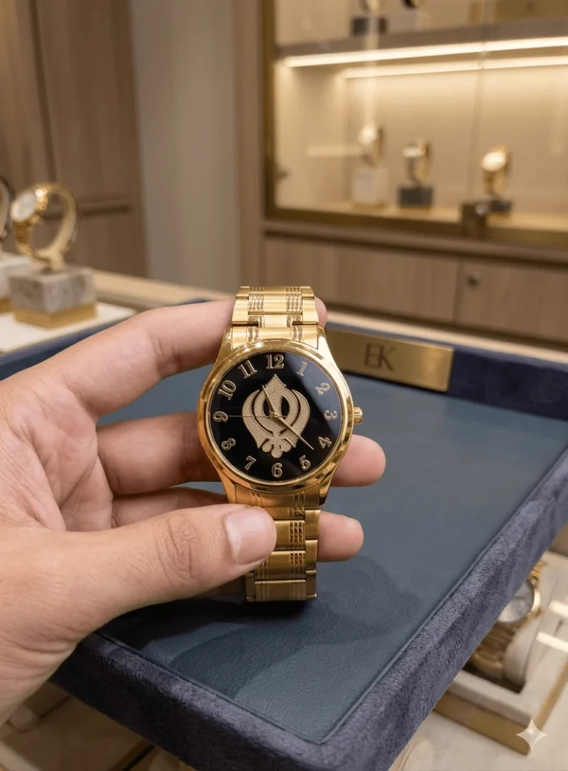 HMT Limited Edition Gold-Tone Khanda Dial Men’s Watch – Silver & Gold Dual Finish - Image 3