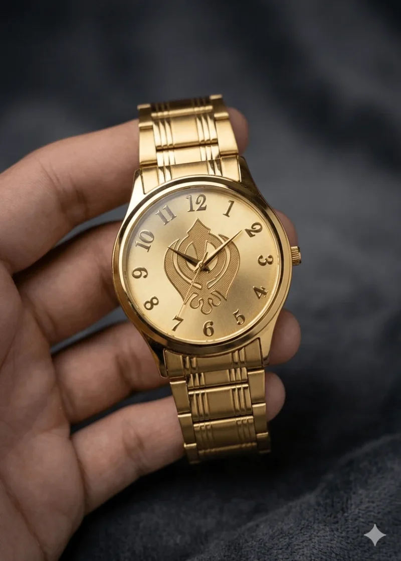 HMT Limited Edition Gold-Tone Khanda Dial Men’s Watch – Silver & Gold Dual Finish - Image 4