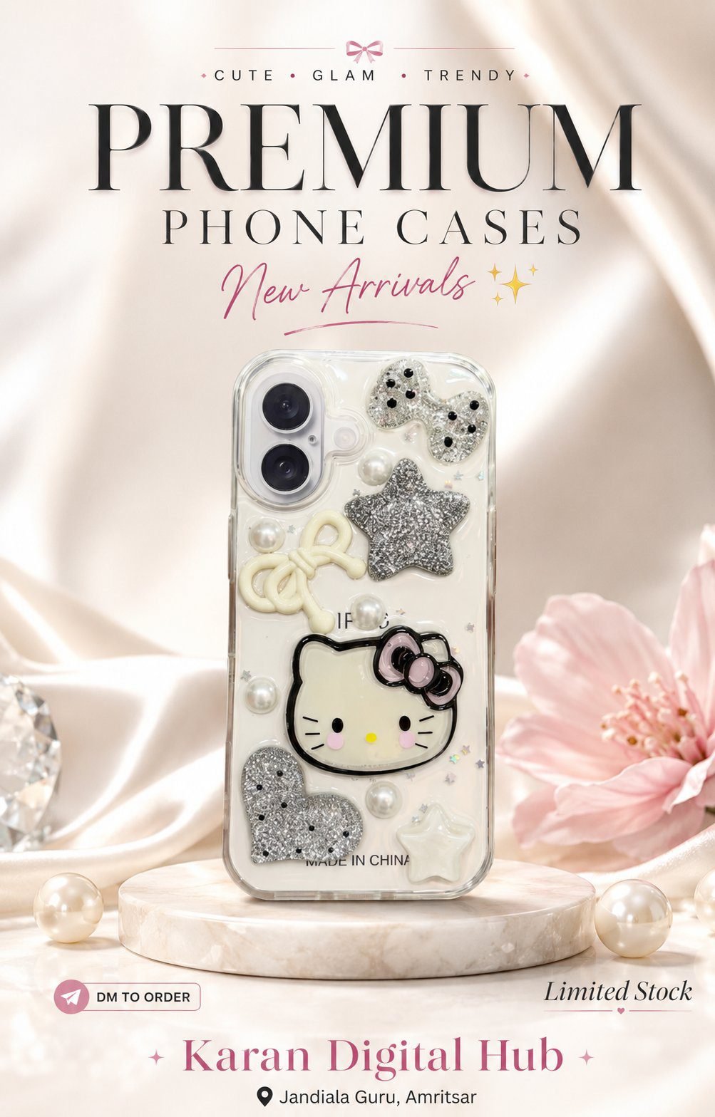 karan_digital_hub_phone_case_ad_under_1MB Iphone 16 cute 3D kitty case back cover - Image 1