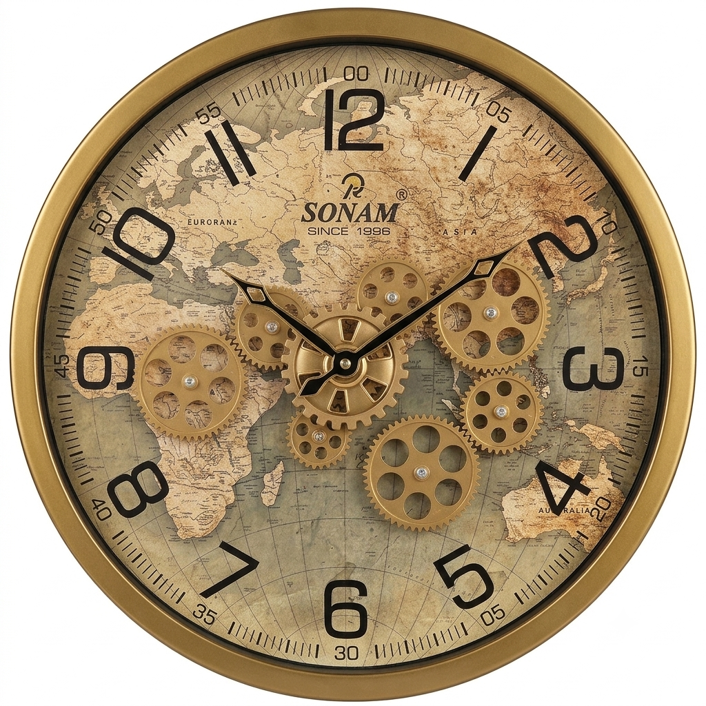 1791621477728 Sonam Gear Wall Clock with Light - Image 1